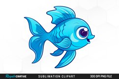 Watercolor Blue Fish Illustration PNG Clipart Product Image 1