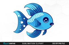 Watercolor Blue Fish Illustration PNG Clipart Product Image 1