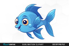 Watercolor Blue Fish Illustration PNG Clipart Product Image 1