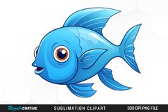 Watercolor Blue Fish PNG Clipart Product Image 1