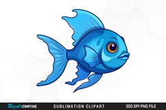 Watercolor Blue Fish Clipart Bundle Product Image 3