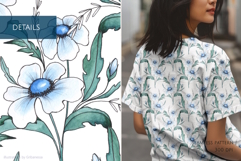 Watercolor Blue Floral Patterns Product Image 3