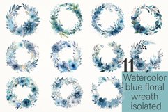 Watercolor blue floral wreath png bundle Product Image 1