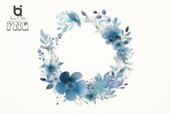 Watercolor blue floral wreath png bundle Product Image 10
