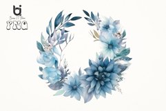 Watercolor blue floral wreath png bundle Product Image 11
