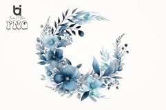 Watercolor blue floral wreath png bundle Product Image 12