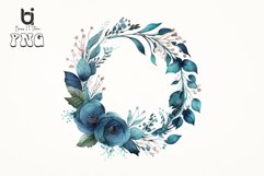 Watercolor blue floral wreath png bundle Product Image 4