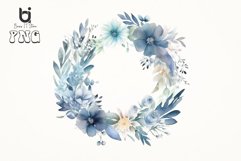Watercolor blue floral wreath png bundle Product Image 5