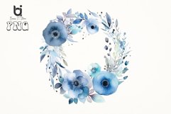 Watercolor blue floral wreath png bundle Product Image 6