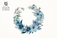 Watercolor blue floral wreath png bundle Product Image 7