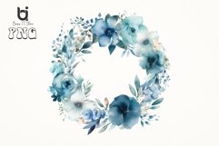 Watercolor blue floral wreath png bundle Product Image 8