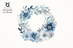 Watercolor blue floral wreath png bundle Product Image 9