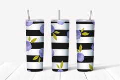 Blue Flowers Black Lines Skinny Seamless Tumbler Sublimation Product Image 2