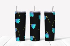 Blue Flowers Black Skinny Seamless Tumbler Sublimation Wrap Product Image 2
