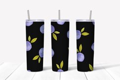 Blue Flowers Black Skinny Seamless Tumbler Sublimation Wrap Product Image 2