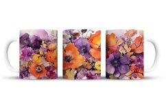 Watercolor Flowers Mug Wrap Sublimation Designs, 3d Mug, Flowers Png