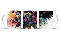 Watercolor Flowers Mug Wrap Sublimation Designs, 3d Mug, Flowers Png