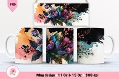 Watercolor Flowers Mug Wrap Sublimation Designs, 3d Mug, Flowers Png