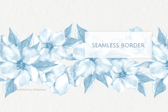Watercolor Blue Flowers Seamless Border PNG Product Image 1