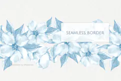 Watercolor Blue Flowers Seamless Border PNG Product Image 1