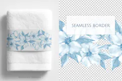 Watercolor Blue Flowers Seamless Border PNG Product Image 2