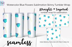 Blue Flowers Skinny Seamless Tumbler Sublimation Wrap 20 Oz Product Image 1