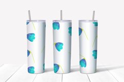 Blue Flowers Skinny Seamless Tumbler Sublimation Wrap 20 Oz Product Image 2