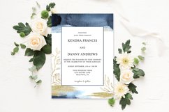Watercolor Blue &amp; Gold Wedding Invitation Template Product Image 1