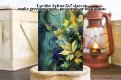 Watercolor Abstract Blue, Green and Gold Posters Cards, s2 Product Image 4