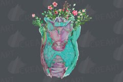 Watercolour blooming human anatomy larynx with thyroid art. Product Image 2
