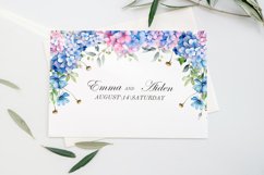 Watercolor blue hydrangea border