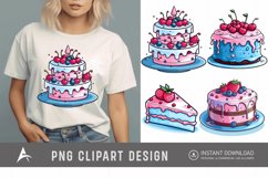 Watercolor Blue Pink Cakes Clipart Product Image 1