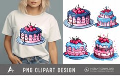 Watercolor Blue Pink Cakes Clipart Product Image 1