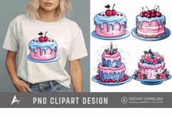Watercolor Blue Pink Cakes Clipart Product Image 1