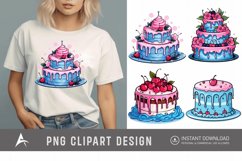 Watercolor Blue Pink Cakes Clipart Product Image 1