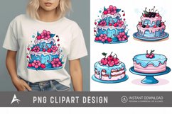 Watercolor Blue Pink Cakes Clipart Product Image 1