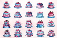 Watercolor Blue Pink Cakes Clipart Bundle Product Image 2