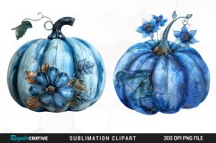 Watercolor Blue Pumpkins Graphics Clipart Product Image 1