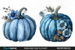 Watercolor Blue Pumpkins Graphics Clipart Product Image 1