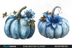 Watercolor Blue Pumpkins Clipart Product Image 1