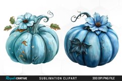 Watercolor Blue Pumpkins Clipart Product Image 1