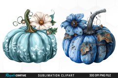 Watercolor Blue Pumpkins Graphics Clipart Product Image 1