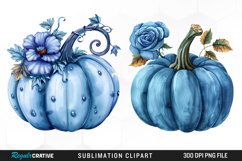 Watercolor Blue Pumpkins Clipart Product Image 1