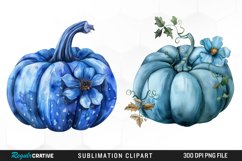 Watercolor Blue Pumpkins Graphics Clipart Product Image 1