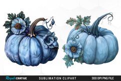 Watercolor Blue Pumpkins Clipart Product Image 1