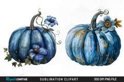 Watercolor Blue Pumpkins Clipart Product Image 1