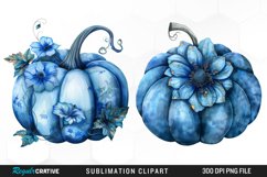 Watercolor Blue Pumpkins Clipart Product Image 1