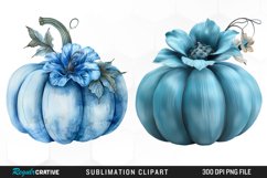 Watercolor Blue Pumpkins Graphics Clipart Product Image 1