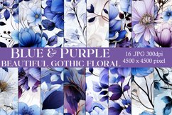 Floral Backgrounds, 15x15 Blue Purple Watercolor Papers Product Image 1