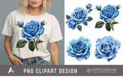 Watercolor Blue Rose Clipart Product Image 1
